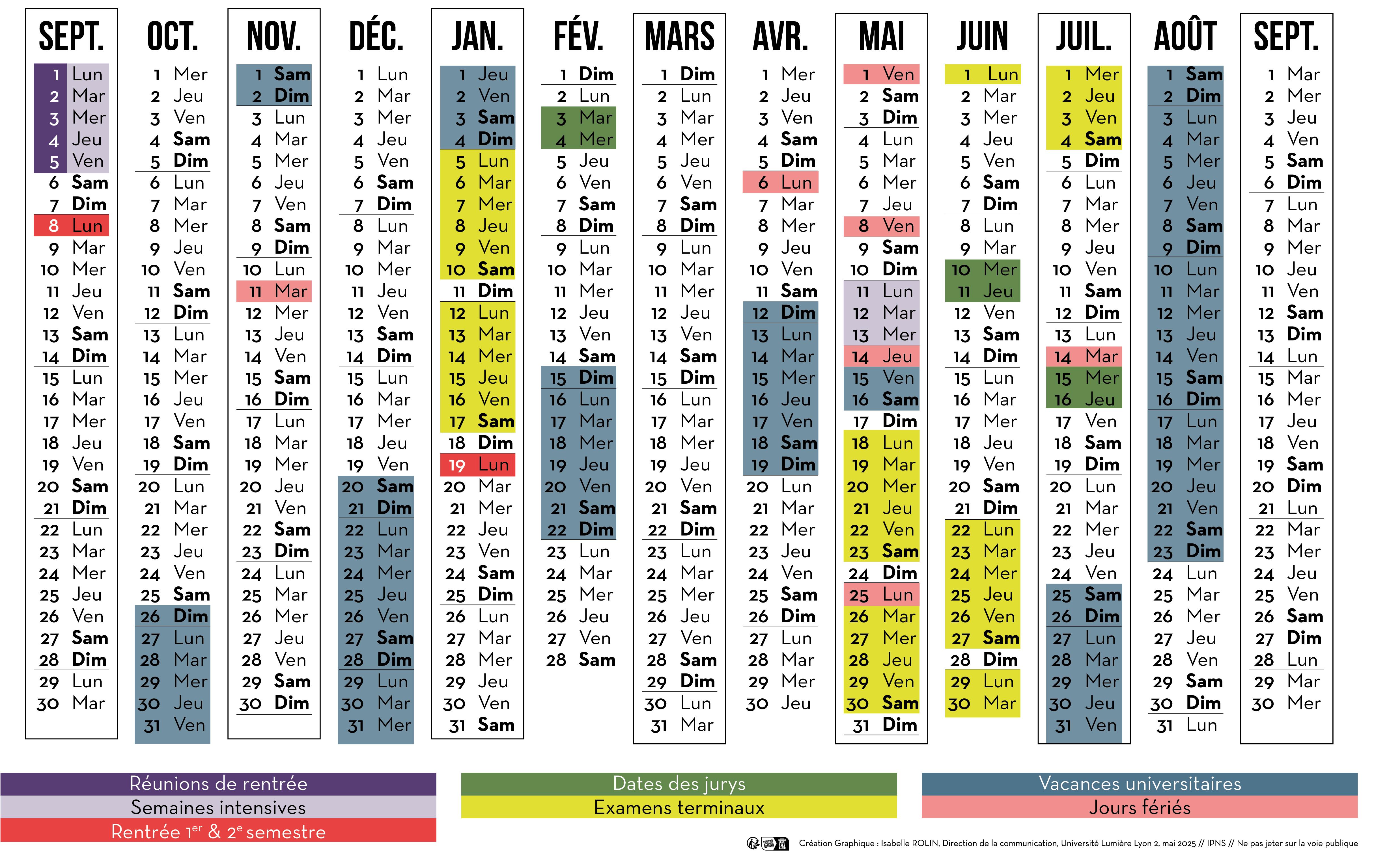 Calendrier 2025-2026